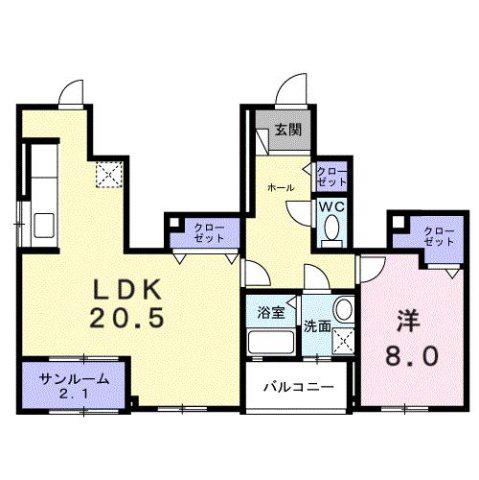 ボヌ シャンス M(1LDK/1階)の間取り写真