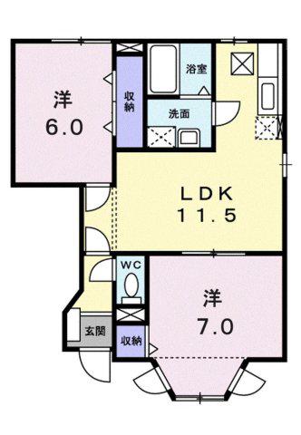 セントラルヒルズ(2LDK/1階)の間取り写真