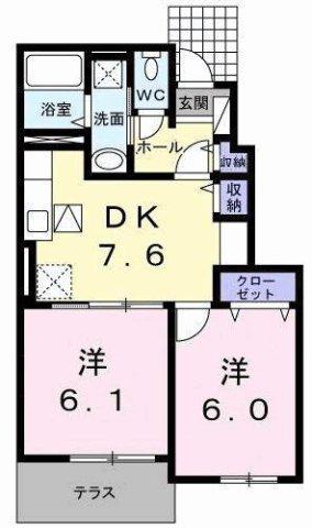 ノースエンゼル(2DK/1階)の間取り写真