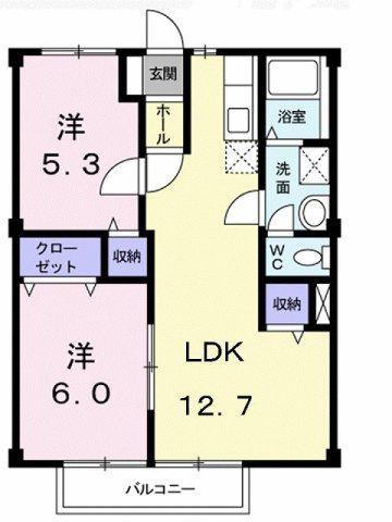 ドミールジョリー(2LDK/1階)の間取り写真