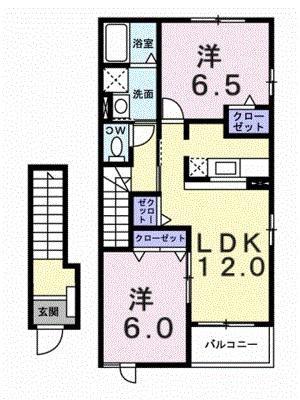 メリーブライトA(2LDK/2階)の間取り写真