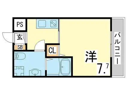 神戸電鉄有馬線 長田駅(神戸電鉄) 徒歩10分 3階建 築5年(1K/2階)の間取り写真