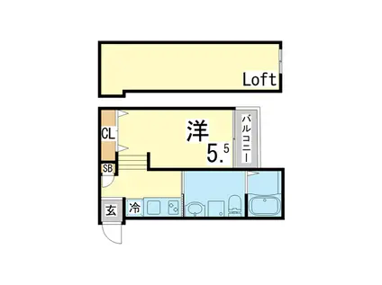 山陽本線 鷹取駅 徒歩12分 2階建 築11年(1SK/2階)の間取り写真