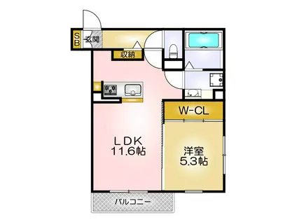 山陽電気鉄道本線 板宿駅 徒歩6分 3階建 築9年(1LDK/1階)の間取り写真