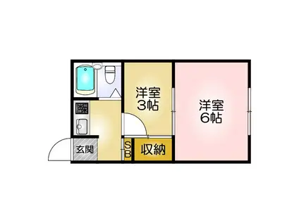 山陽電気鉄道本線 板宿駅 徒歩18分 3階建 築60年(2K/1階)の間取り写真
