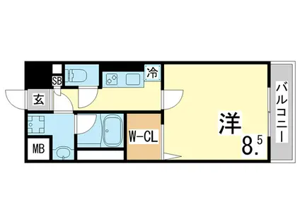神戸市海岸線 苅藻駅 徒歩13分 6階建 築7年(1K/2階)の間取り写真