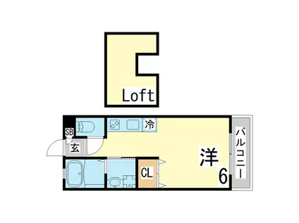 山陽電気鉄道本線 板宿駅 徒歩7分 2階建 築11年(1SK/2階)の間取り写真