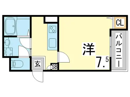 山陽電気鉄道本線 月見山駅 徒歩5分 3階建 築6年(1K/3階)の間取り写真