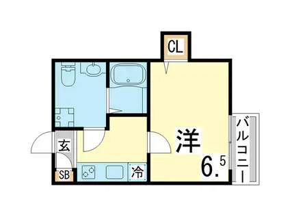 山陽電気鉄道本線 西代駅 徒歩8分 3階建 築6年(1K/2階)の間取り写真