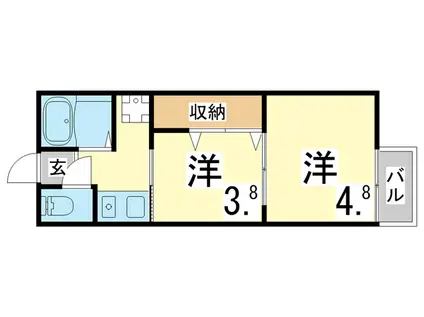山陽電気鉄道本線 板宿駅 徒歩8分 2階建 築11年(2K/2階)の間取り写真