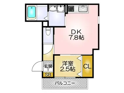 神戸高速鉄道東西線 高速長田駅 徒歩7分 3階建 築9年(1DK/1階)の間取り写真