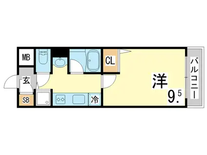 神戸市西神山手線 妙法寺駅(兵庫) 徒歩9分 5階建 築18年(1K/1階)の間取り写真