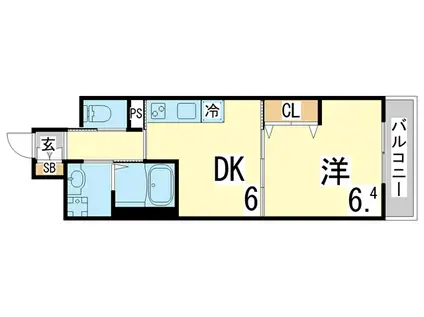 山陽本線 須磨海浜公園駅 徒歩6分 8階建 築11年(1DK/4階)の間取り写真