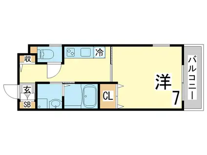 山陽電気鉄道本線 板宿駅 徒歩4分 10階建 築23年(1K/9階)の間取り写真