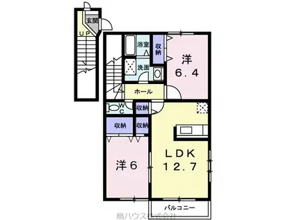 南海電鉄加太支線 西ノ庄駅 徒歩9分 2階建 築25年(2LDK/2階)の間取り写真