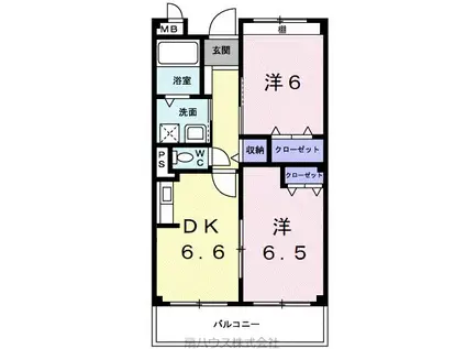 南海電鉄加太支線 西ノ庄駅 徒歩10分 3階建 築22年(2DK/2階)の間取り写真
