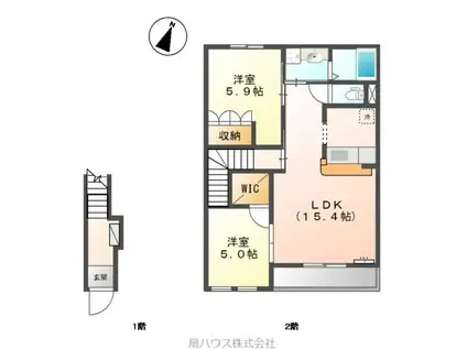 和歌山県岩出市 2階建 築14年(2LDK/2階)の間取り写真