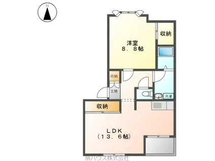 阪和線 紀伊駅 バス乗車時間：33分 桜台バス停で下車 徒歩10分 2階建 築18年(1LDK/1階)の間取り写真