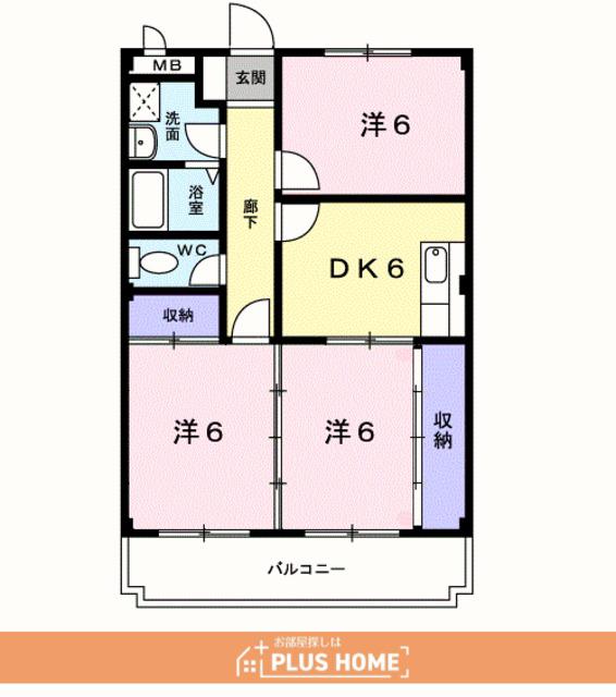 グレース吉田(3DK/3階)の間取り写真