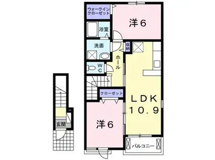 レジデンス SACLA(2LDK/2階)の間取り写真