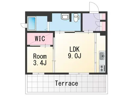 リヴェール紀三井寺(1LDK/1階)の間取り写真