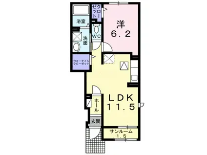 ベルシャイン紀三井寺Ⅰ(1LDK/1階)の間取り写真