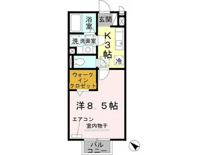 ユリシーズ(1K/1階)の間取り写真