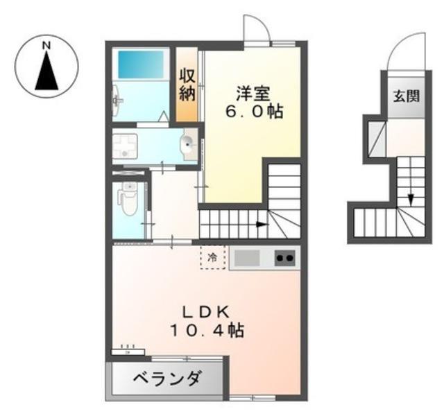 サンコート砂山(1LDK/2階)の間取り写真