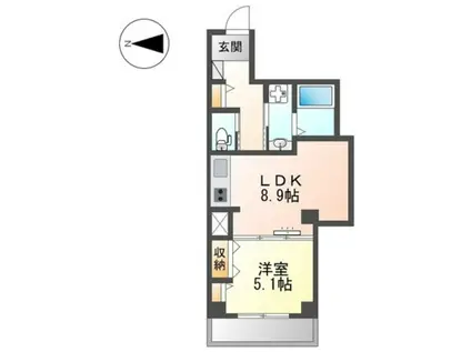 フルハウス黒田Ⅱ(1LDK/2階)の間取り写真