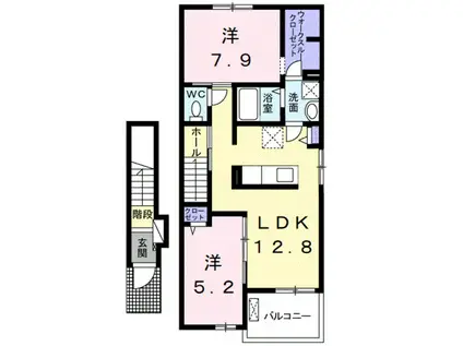 ラ・ルーチェ(2LDK/2階)の間取り写真