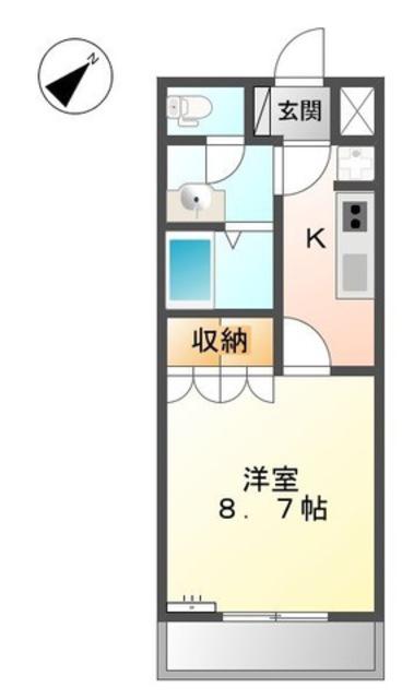 阪和線 紀伊駅 徒歩15分 2階建 築17年(1K/2階)の間取り写真
