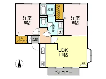 トゥインクルやすらぎ(2LDK/2階)の間取り写真