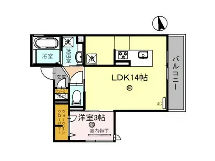 D-ROOM宇治(1LDK/2階)の間取り写真