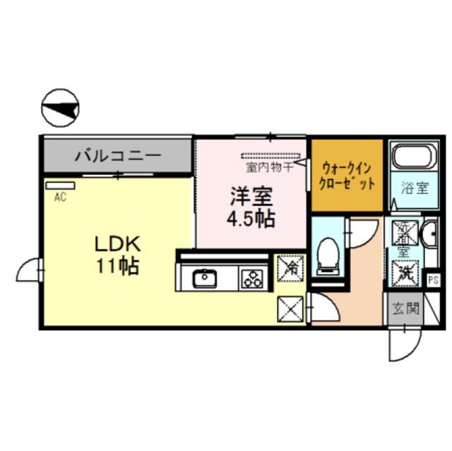 エクセレート(1LDK/1階)の間取り写真