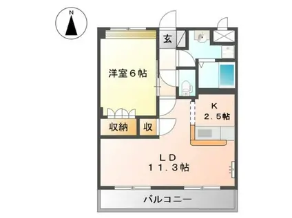 ヴィレッジ名草(1LDK/2階)の間取り写真