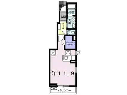 クレアコート Ⅰ(ワンルーム/1階)の間取り写真