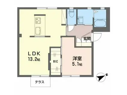 フォーレス有本(1LDK/1階)の間取り写真