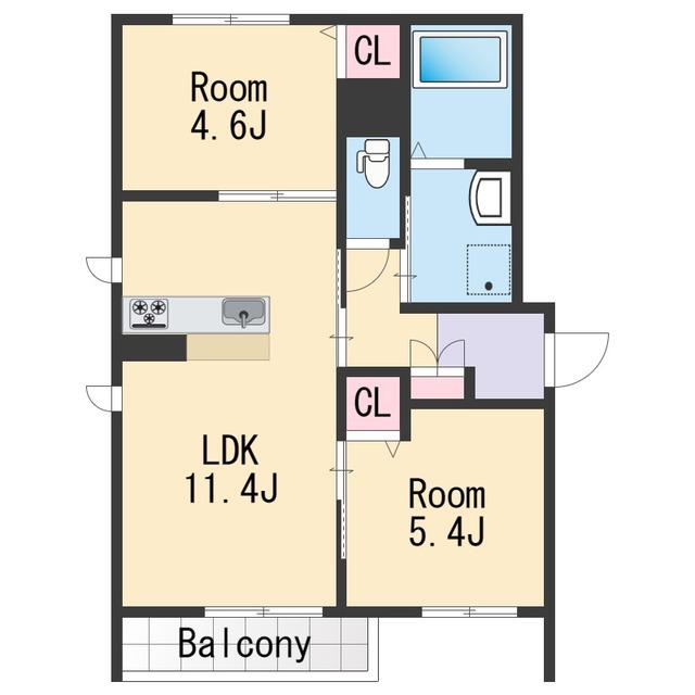  ベレオ茶屋ノ丁(2LDK/3階)の間取り写真