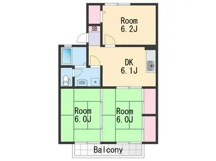 ファミール前島Ⅱ(3DK/2階)の間取り写真