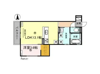 D-ROOM W・H(1LDK/2階)の間取り写真