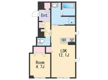 BEREO HORIZONTE 木広(1SLDK/1階)の間取り写真