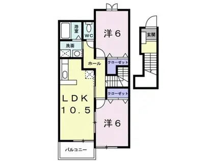 ラ・マーレ(2LDK/2階)の間取り写真