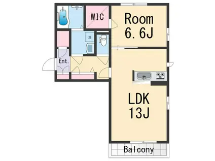 シャーメゾンNANRYU C棟(1LDK/2階)の間取り写真