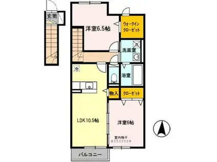 ボヌール クレエ(2LDK/2階)の間取り写真