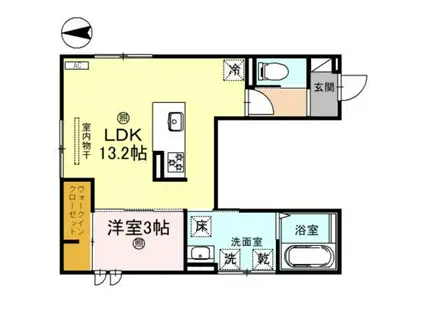神前ウエストワンズ(1LDK/1階)の間取り写真