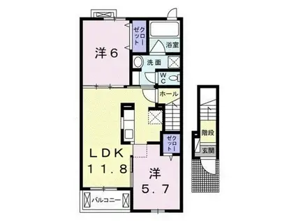 フォレヴーシュ加納(2LDK/2階)の間取り写真