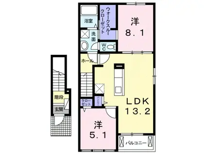 ランプロンアヤⅢ(2LDK/2階)の間取り写真