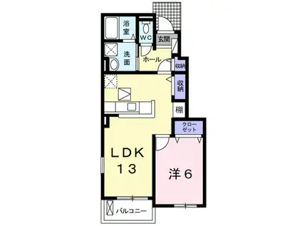 アムール矢倉(1LDK/1階)の間取り写真