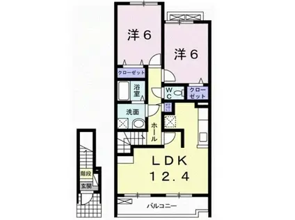 アークス西浜(2LDK/2階)の間取り写真