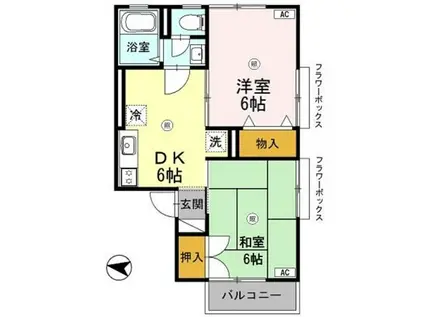 セジュール黒田(2DK/2階)の間取り写真